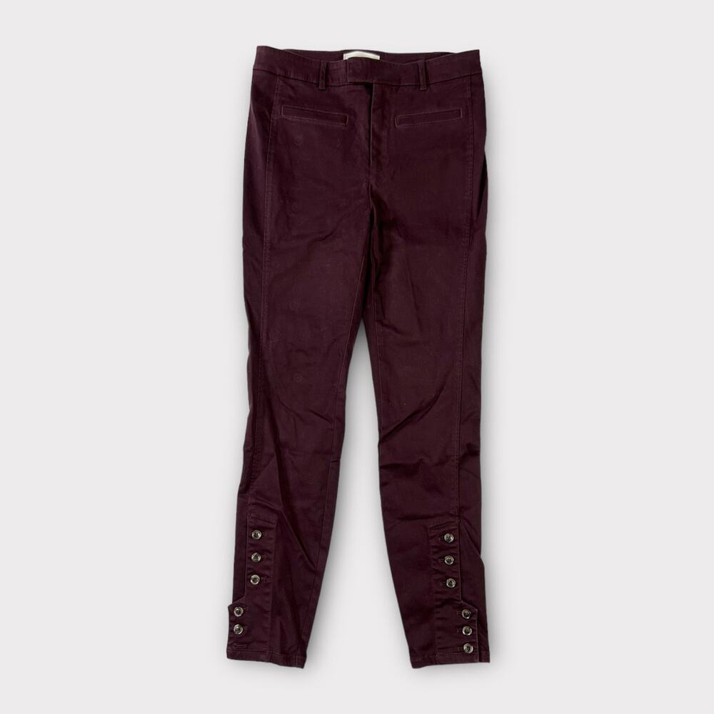 Anthropologie Button Ankle Skinny Pants Burgundy Size 4